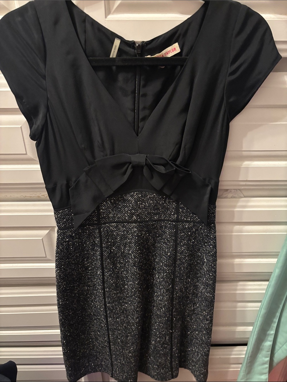 Rebecca Taylor Black Silk and Tweed Mini Dress